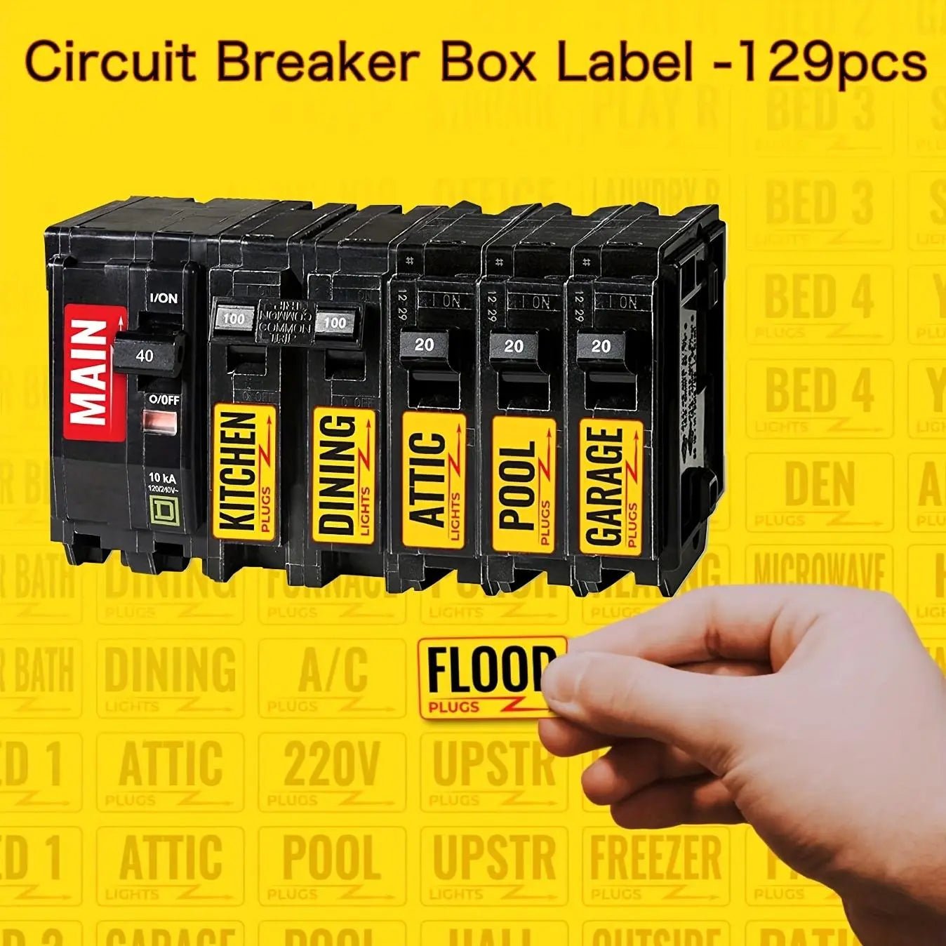 129 Piece Circuit Breaker Box Label Set - Kalizeh