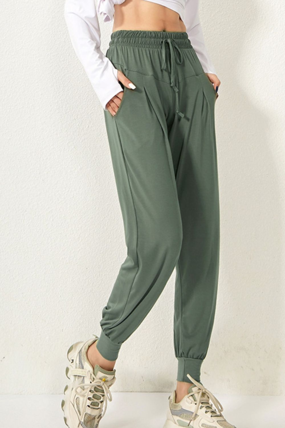 Active Drawstring High Waist Pants - Kalizeh