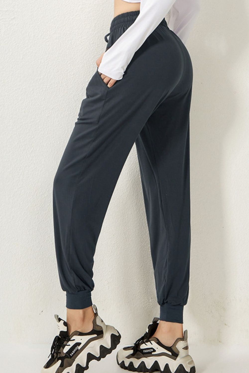 Active Drawstring High Waist Pants - Kalizeh