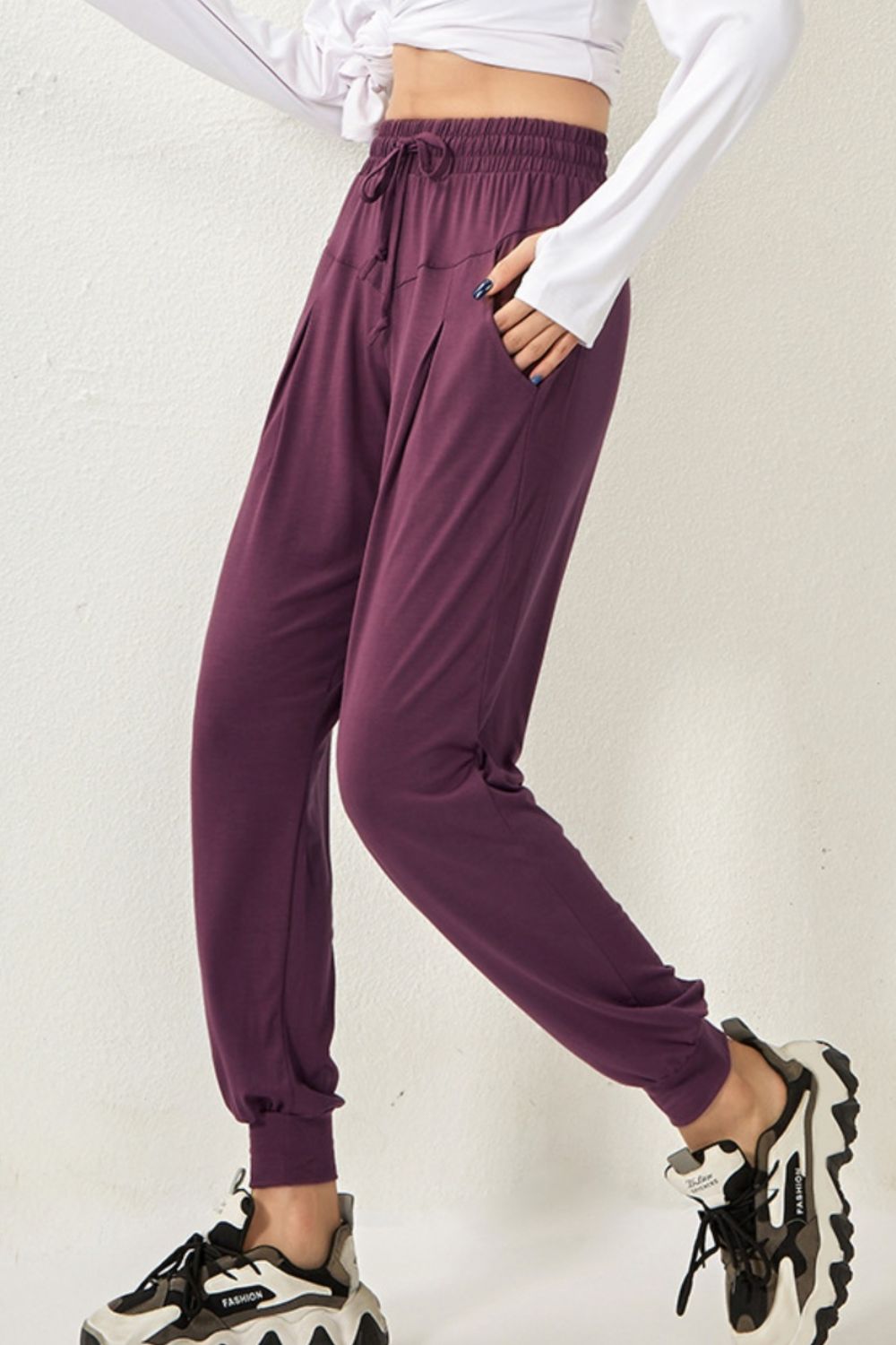 Active Drawstring High Waist Pants - Kalizeh