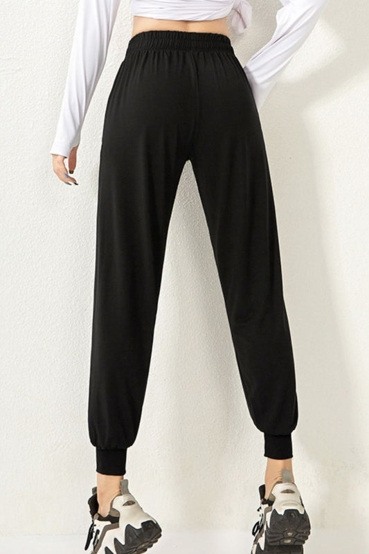 Active Drawstring High Waist Pants - Kalizeh