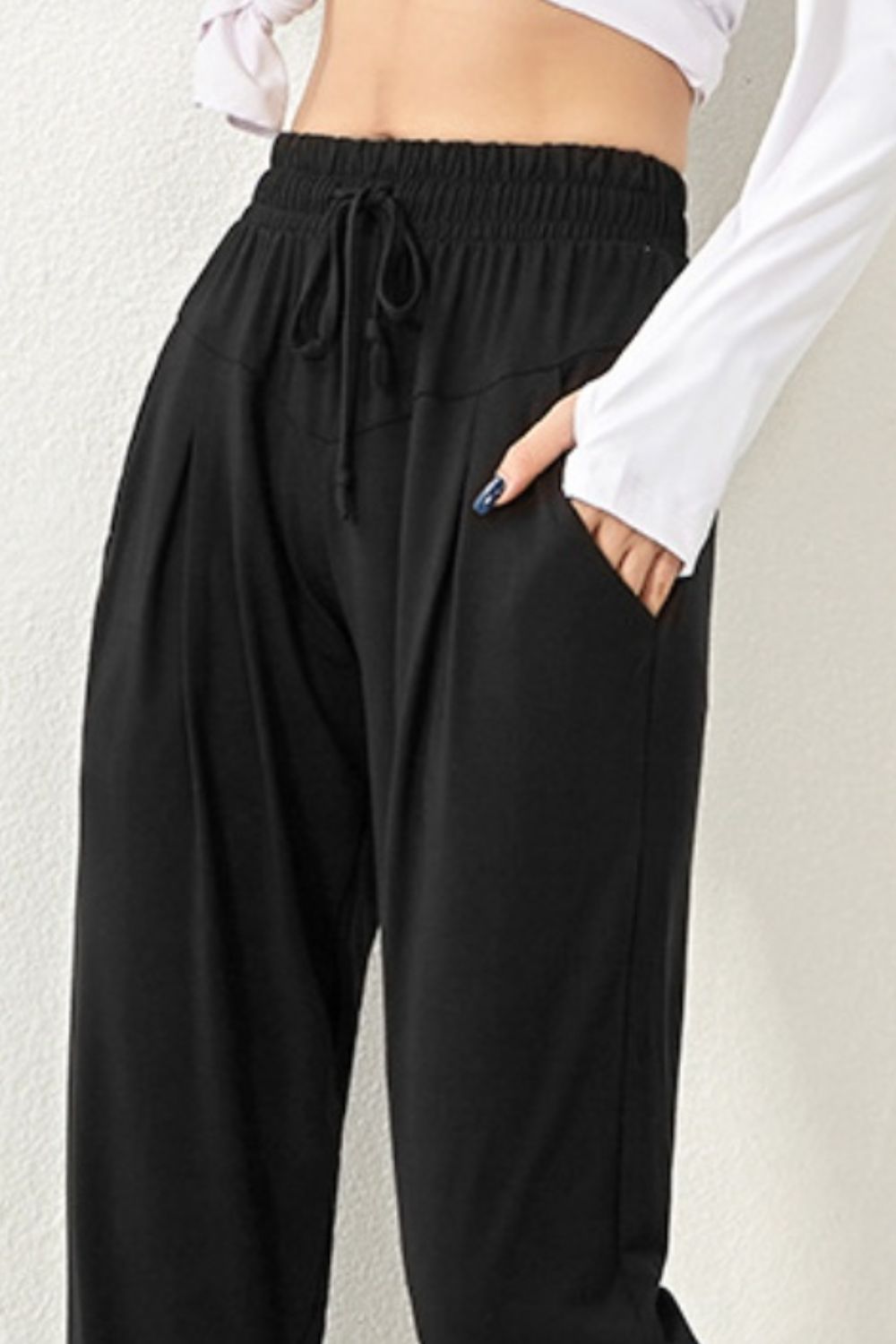 Active Drawstring High Waist Pants - Kalizeh