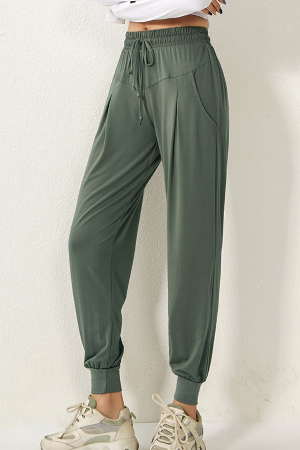 Active Drawstring High Waist Pants - Kalizeh