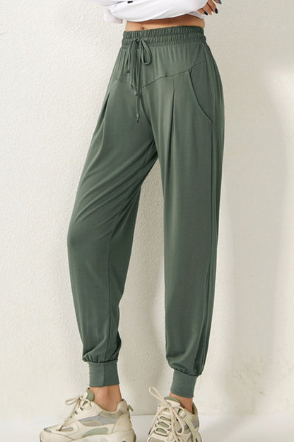 Active Drawstring High Waist Pants - Kalizeh