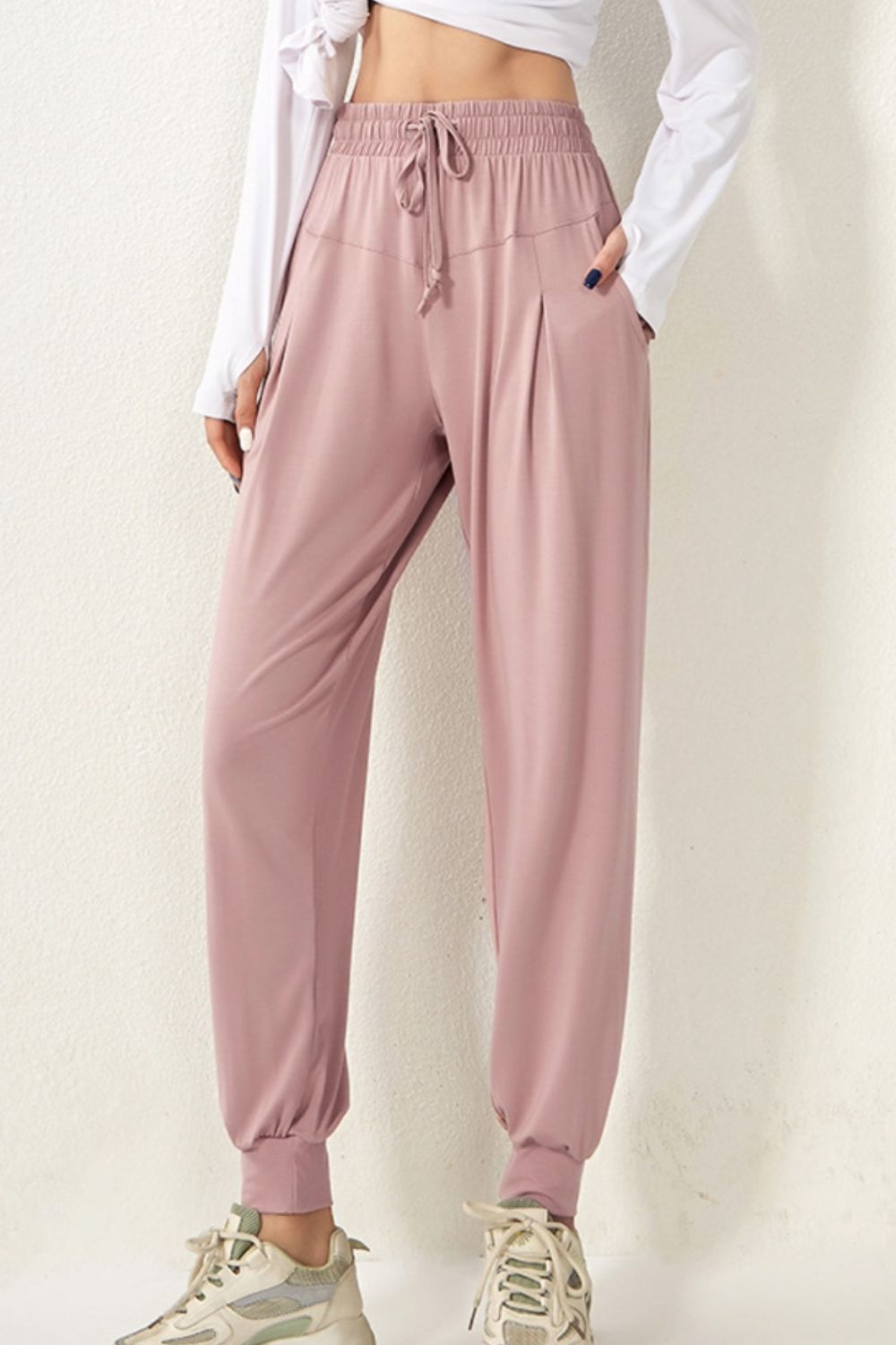 Active Drawstring High Waist Pants - Kalizeh