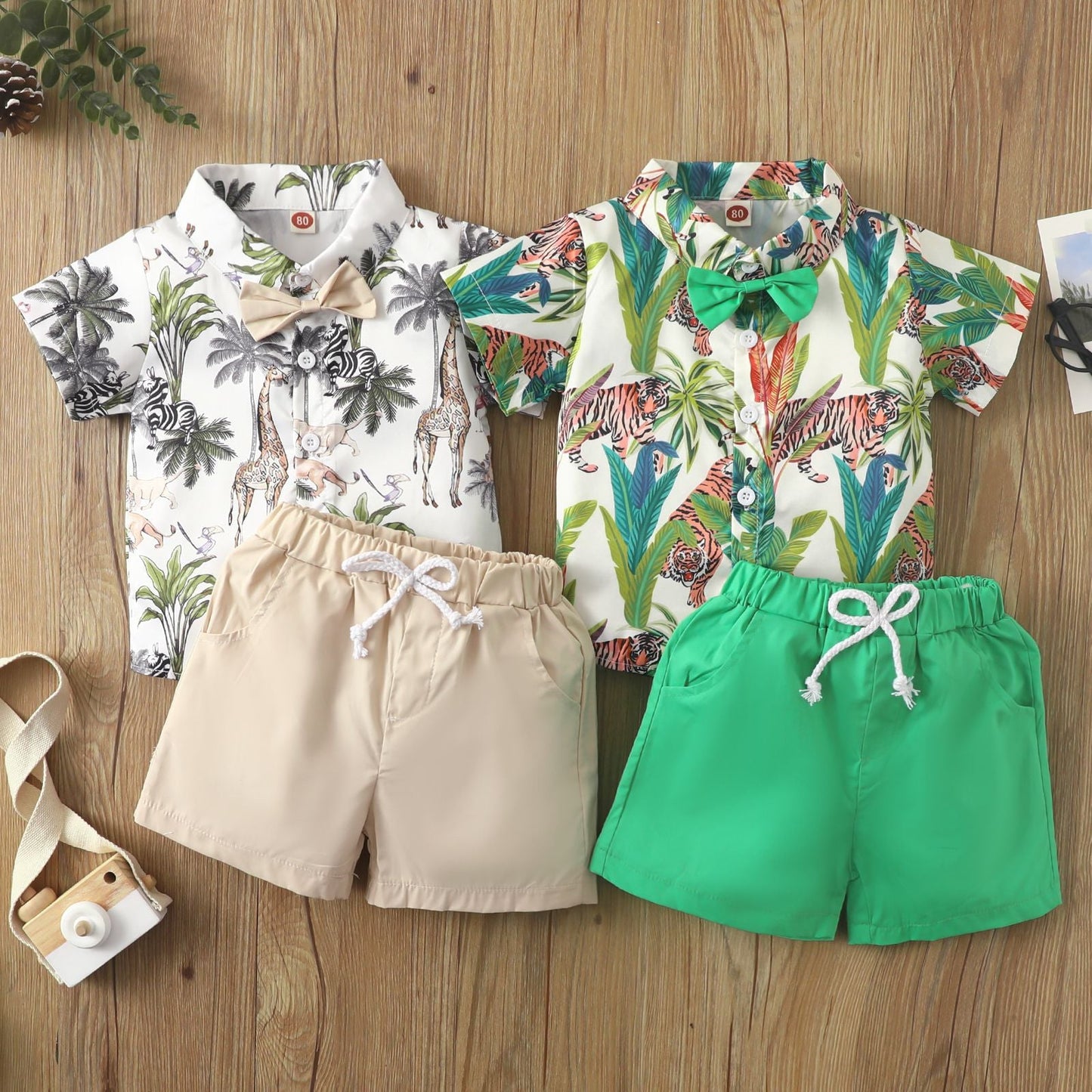 Aloha Spot Boy Shirt Suit: Playful Two-Piece Ensemble - Kalizeh