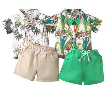 Aloha Spot Boy Shirt Suit: Playful Two-Piece Ensemble - Kalizeh