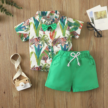 Aloha Spot Boy Shirt Suit: Playful Two-Piece Ensemble - Kalizeh