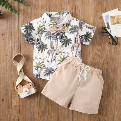 Aloha Spot Boy Shirt Suit: Playful Two-Piece Ensemble - Kalizeh