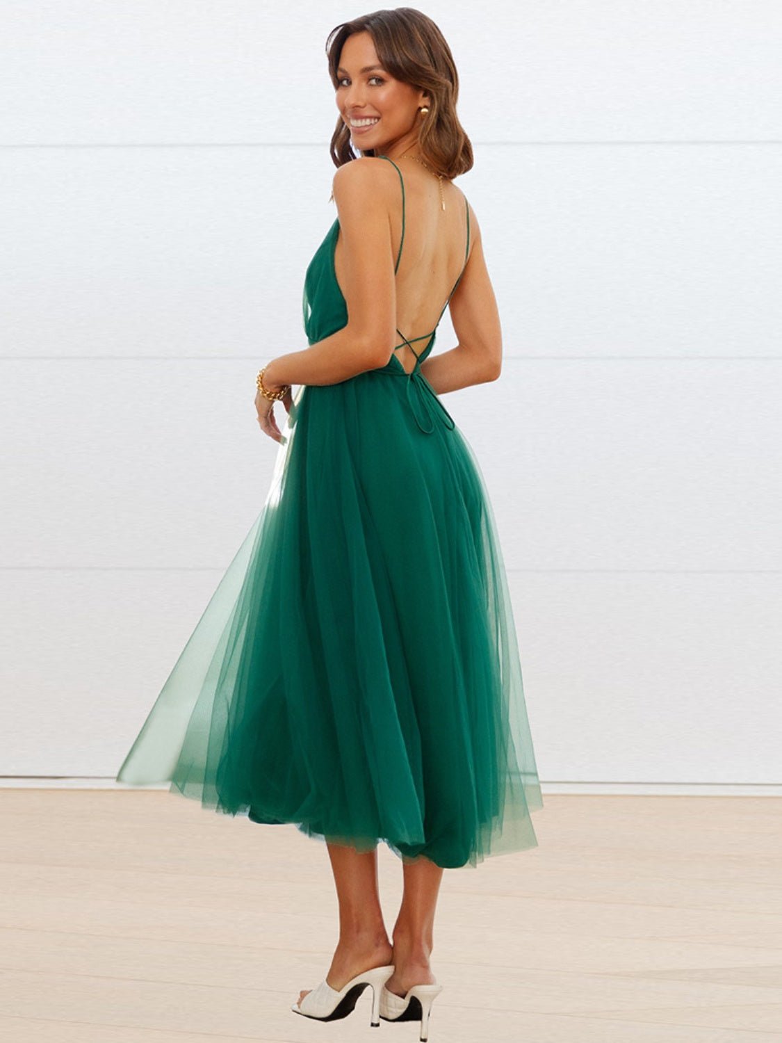 Backless Crisscross Sleeveless Midi Dress - Kalizeh