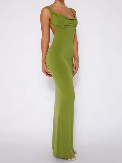 Backless Wide Strap Maxi Dress - Kalizeh