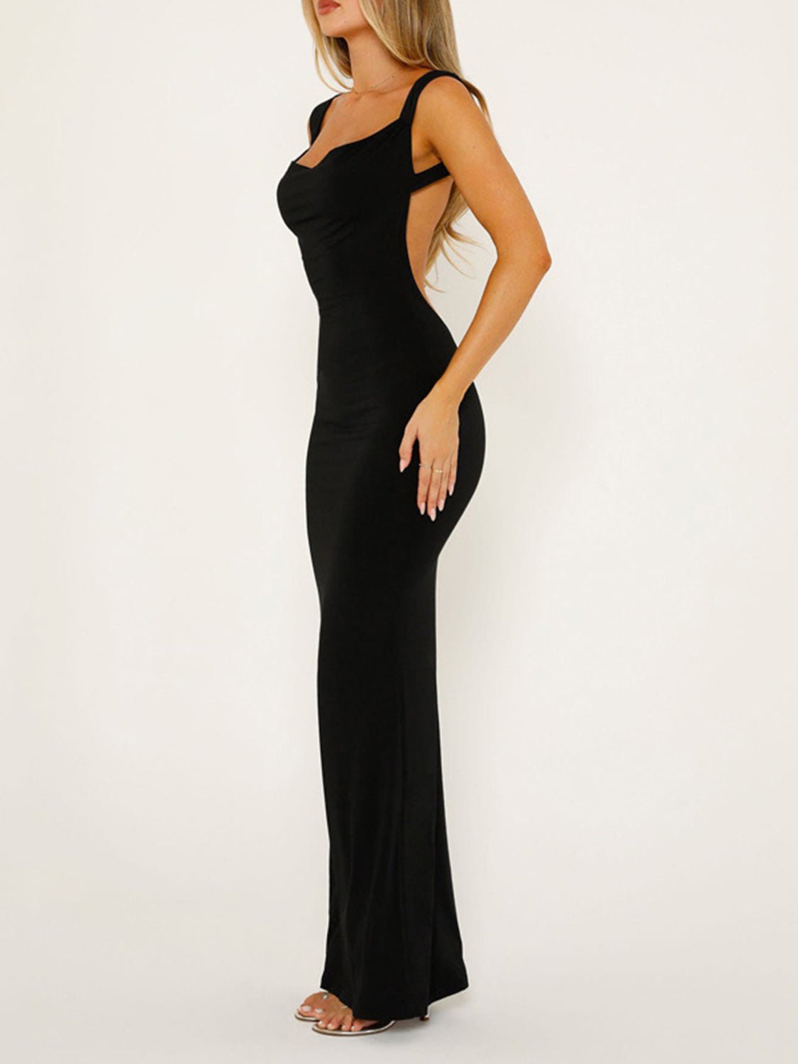 Backless Wide Strap Maxi Dress - Kalizeh