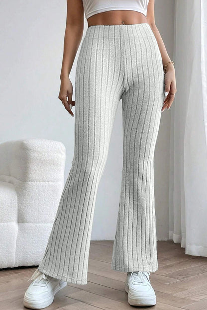 Basic Bae Full Size Ribbed High Waist Flare Pants - Kalizeh