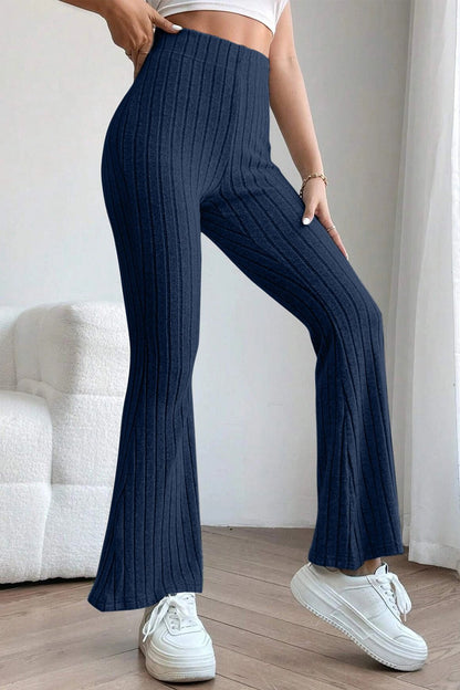 Basic Bae Full Size Ribbed High Waist Flare Pants - Kalizeh