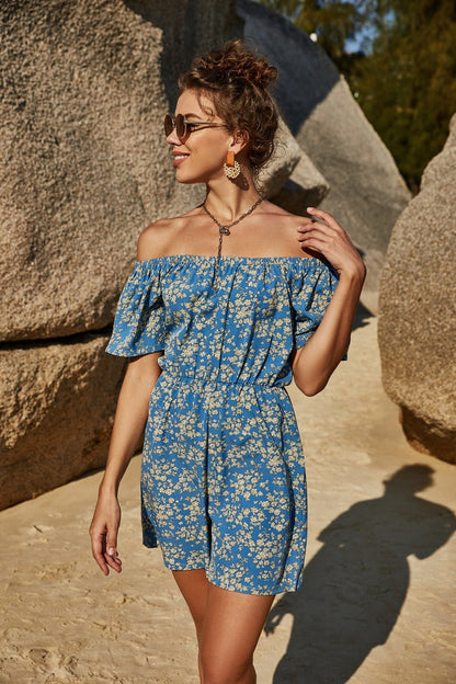 Blossom Off-Shoulder Floral Romper - Kalizeh