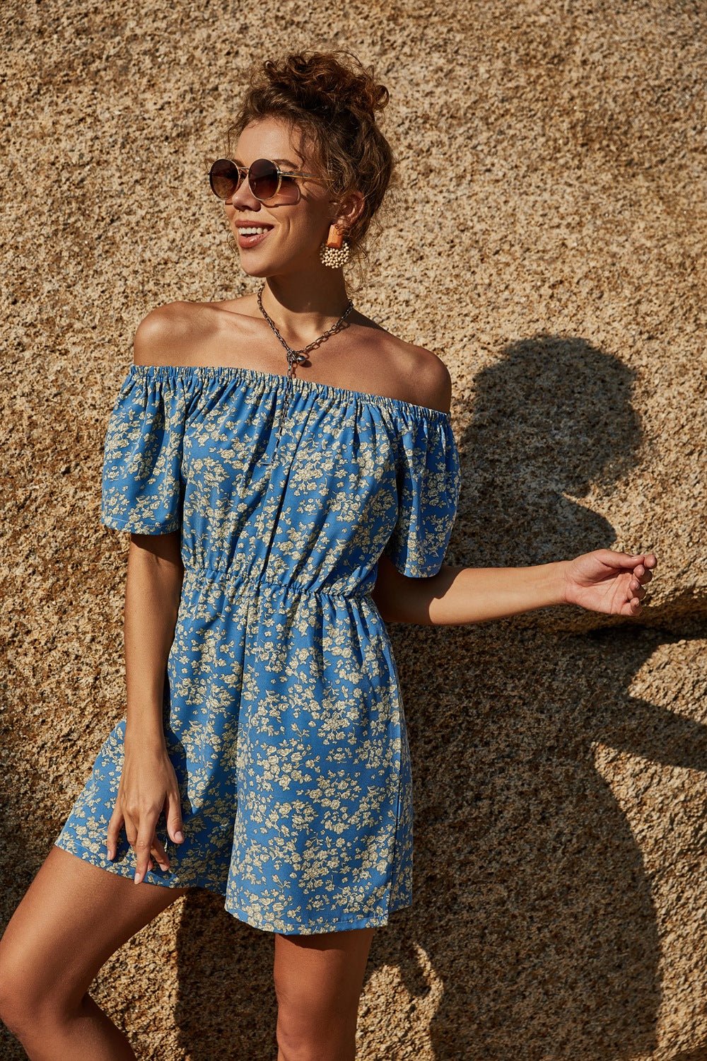 Blossom Off-Shoulder Floral Romper - Kalizeh