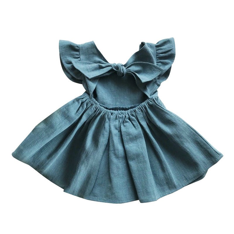 Bow Princess Cotton Linen Dress for Girls - Kalizeh