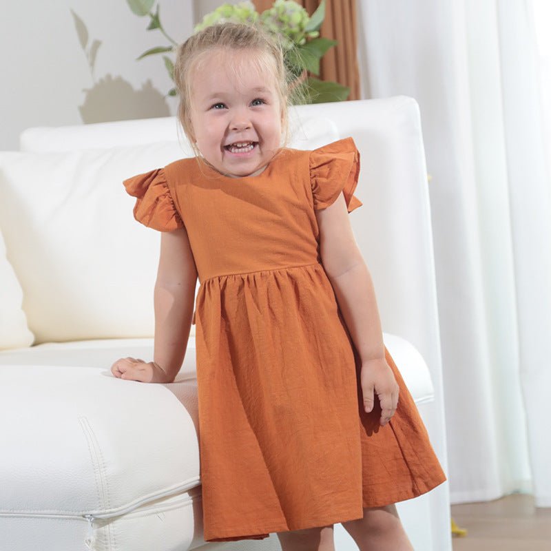 Bow Princess Cotton Linen Dress for Girls - Kalizeh