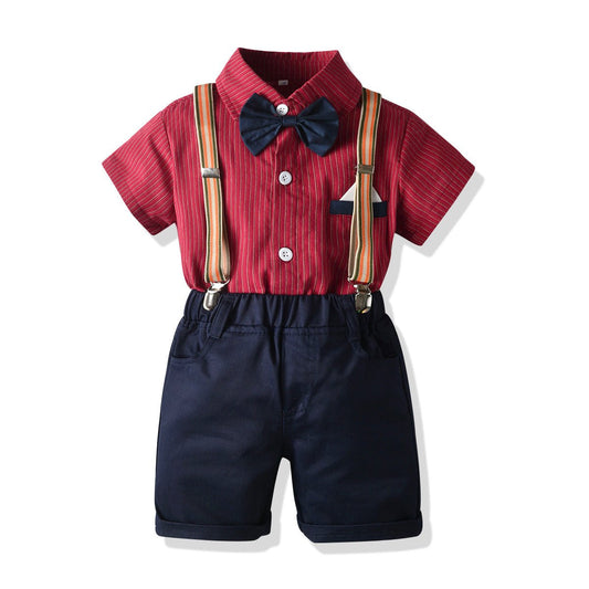 Boys' Dapper Striped Short Sleeve Ensemble - Kalizeh