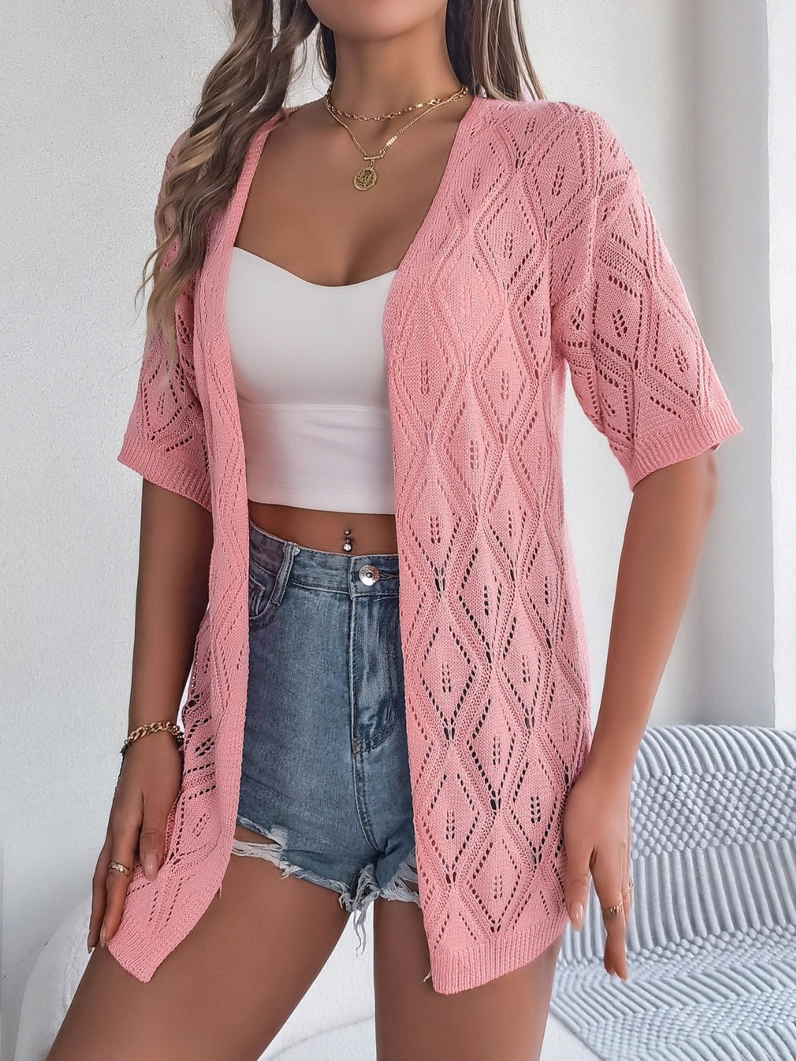 Breezy Open Front Half Sleeve Cardigan - Kalizeh