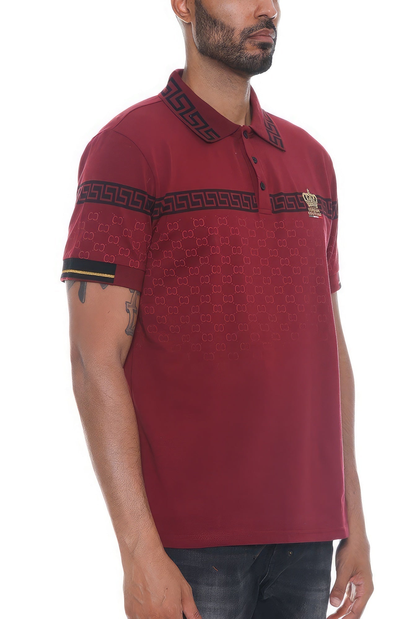 Burgundy Version Couture Polo Button Down Shirt - Kalizeh