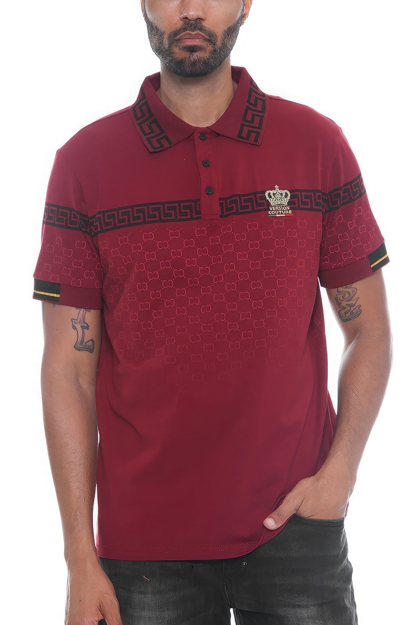 Burgundy Version Couture Polo Button Down Shirt - Kalizeh