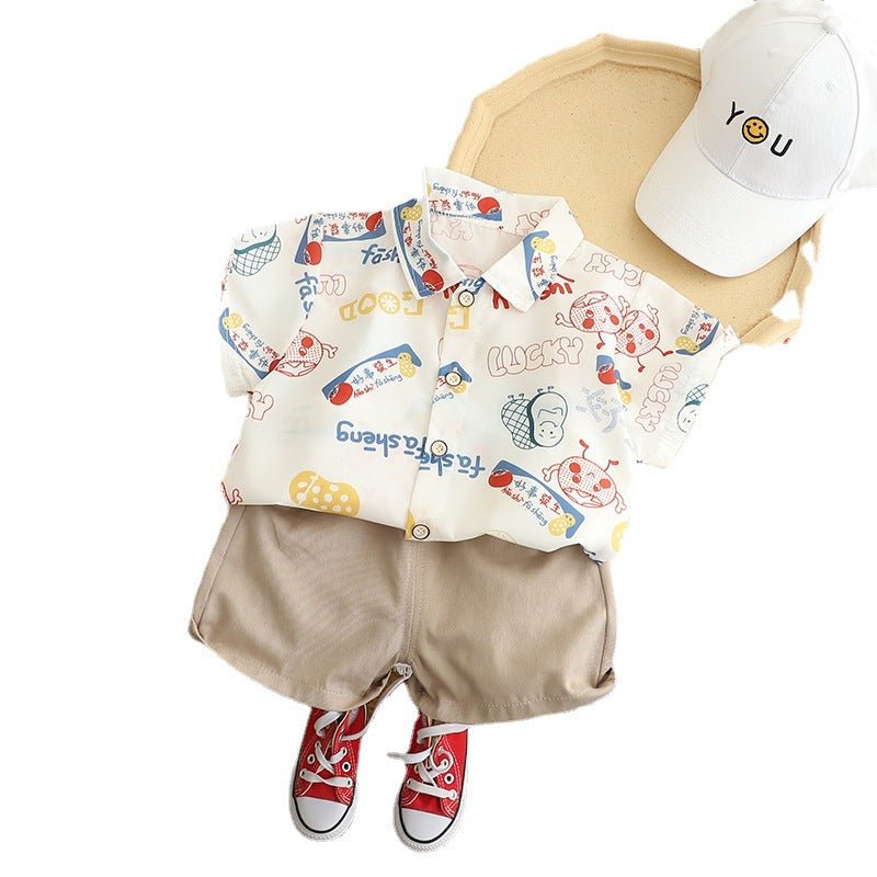 Charming Boys Casual Cartoon Shirt and Shorts Set - Kalizeh