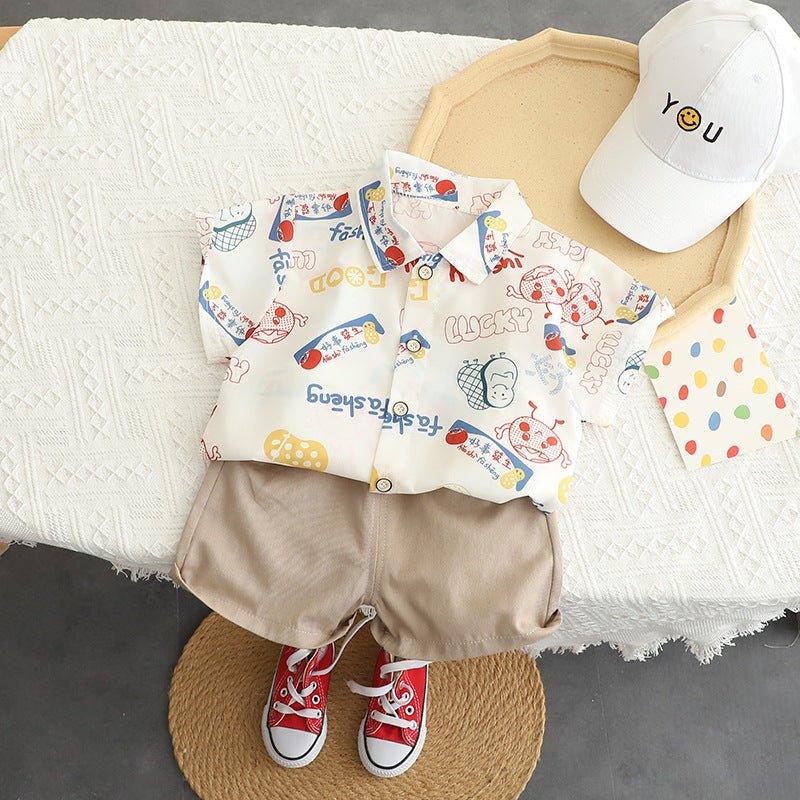 Charming Boys Casual Cartoon Shirt and Shorts Set - Kalizeh