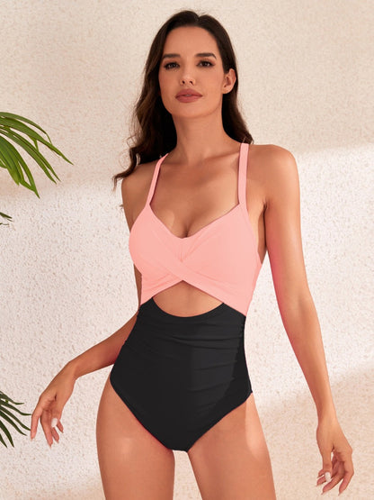 Charming Cutout V-Neck One-Piece Swimwear - Kalizeh