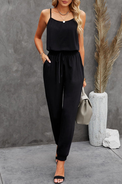 Chic Comfort Spaghetti Strap Jumpsuit with Pockets - Kalizeh