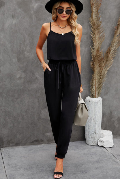 Chic Comfort Spaghetti Strap Jumpsuit with Pockets - Kalizeh