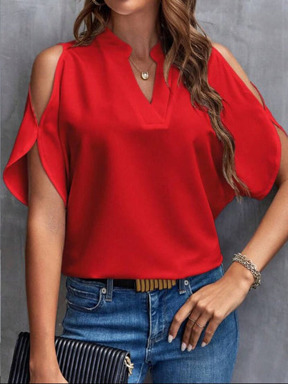 Chic Cutouts Cold Shoulder Half Sleeve Blouse - Kalizeh