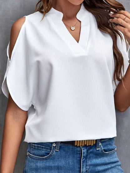 Chic Cutouts Cold Shoulder Half Sleeve Blouse - Kalizeh