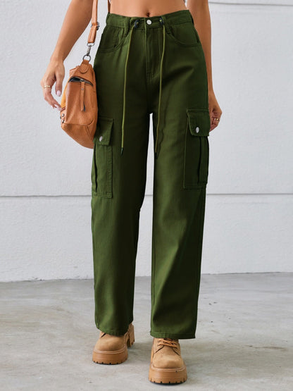 Chic Drawstring Cargo Jeans - Kalizeh