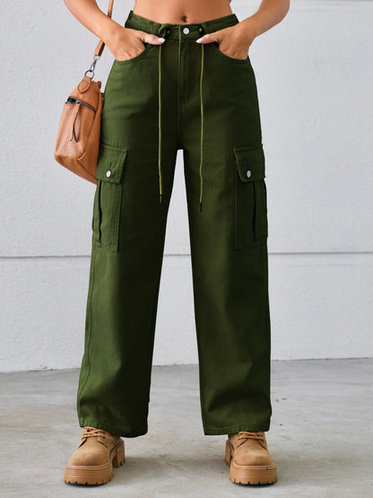 Chic Drawstring Cargo Jeans - Kalizeh