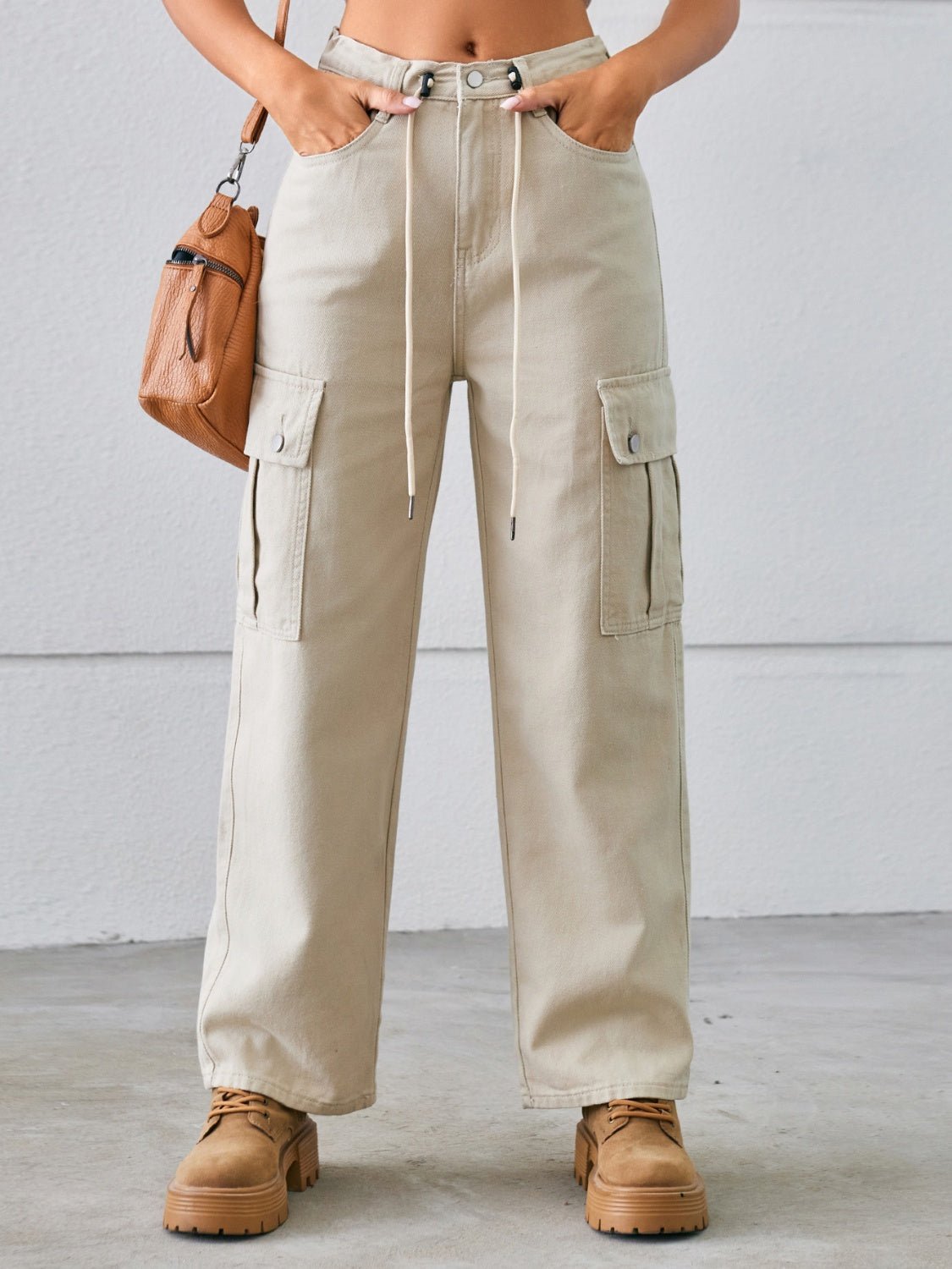 Chic Drawstring Cargo Jeans - Kalizeh