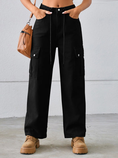 Chic Drawstring Cargo Jeans - Kalizeh