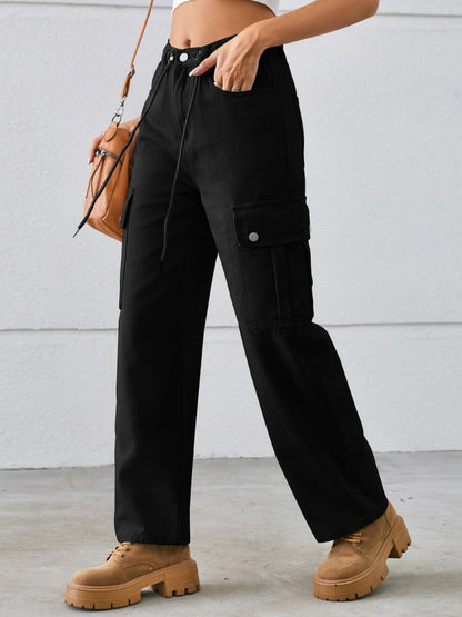 Chic Drawstring Cargo Jeans - Kalizeh