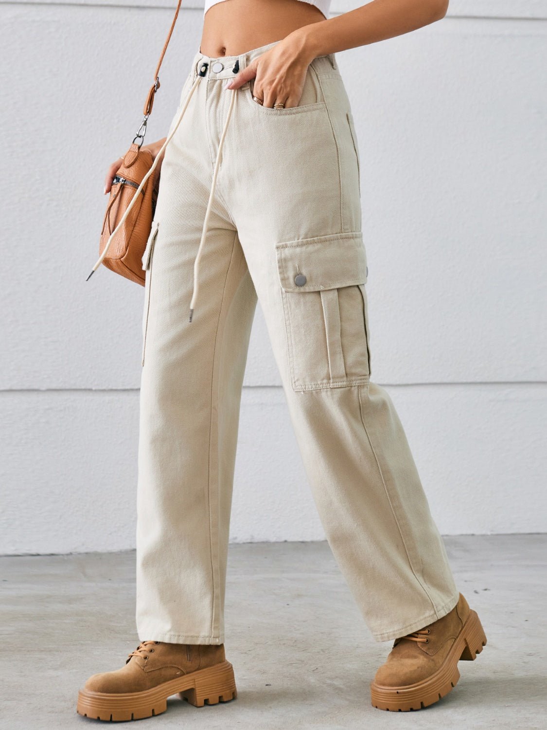 Chic Drawstring Cargo Jeans - Kalizeh