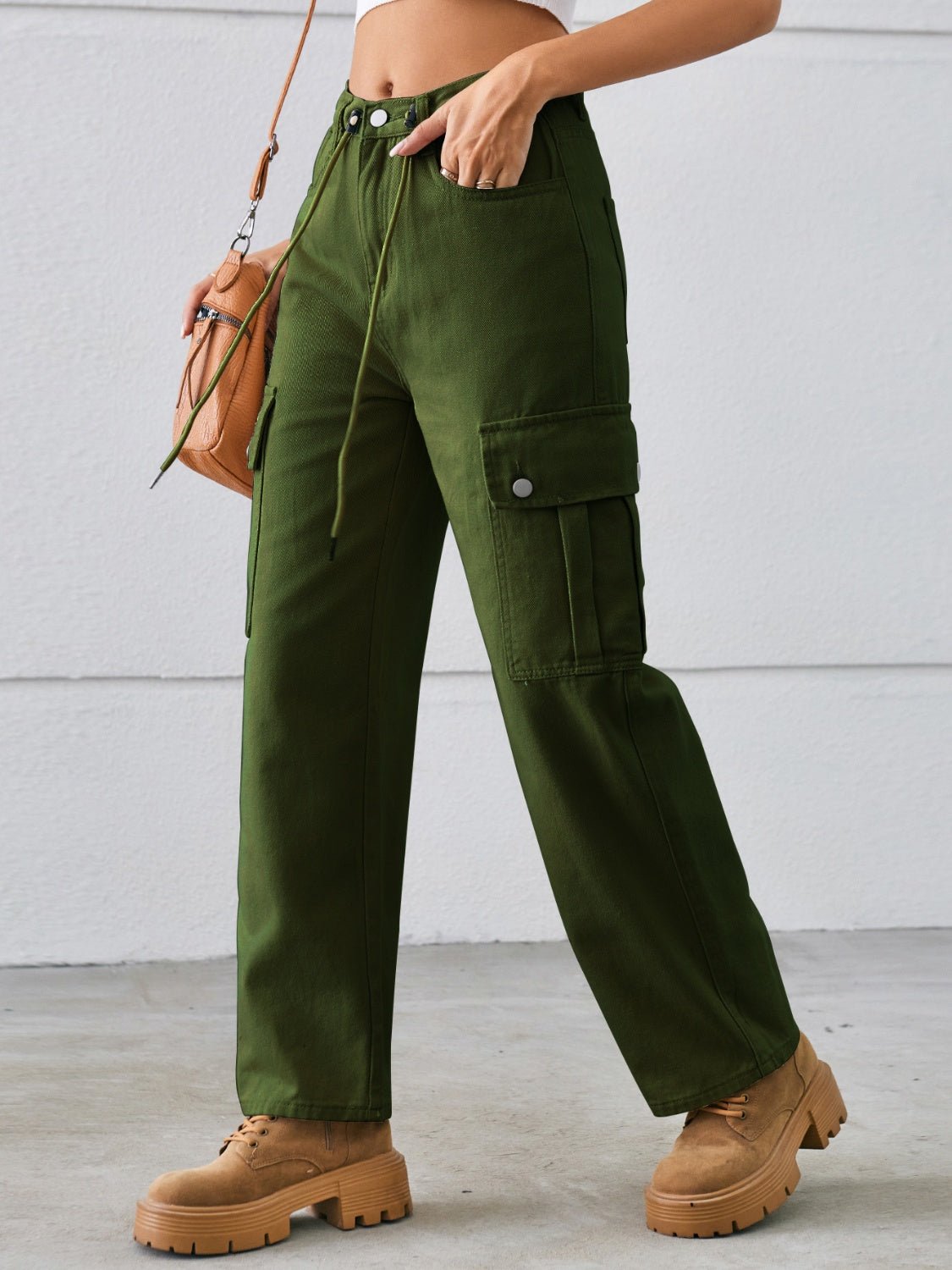 Chic Drawstring Cargo Jeans - Kalizeh