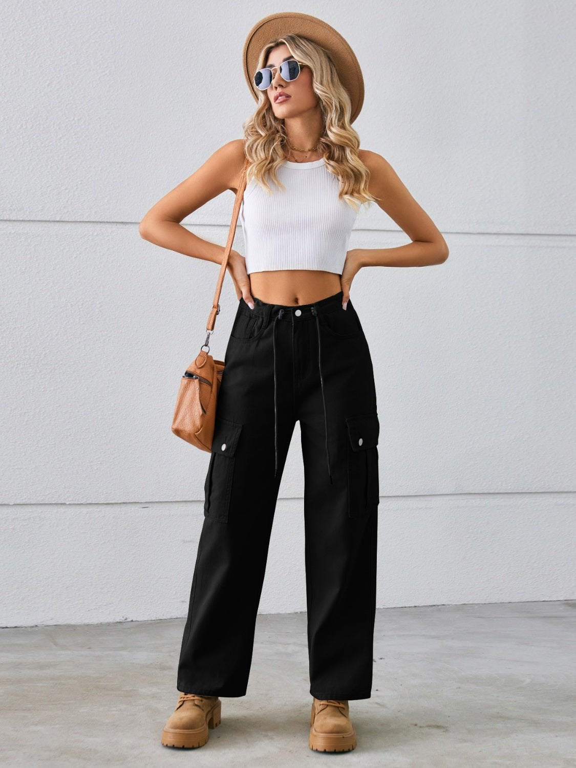 Chic Drawstring Cargo Jeans - Kalizeh