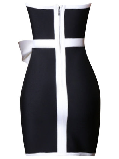 Chic Elegance Detail Bow Strapless Mini Dress - Kalizeh