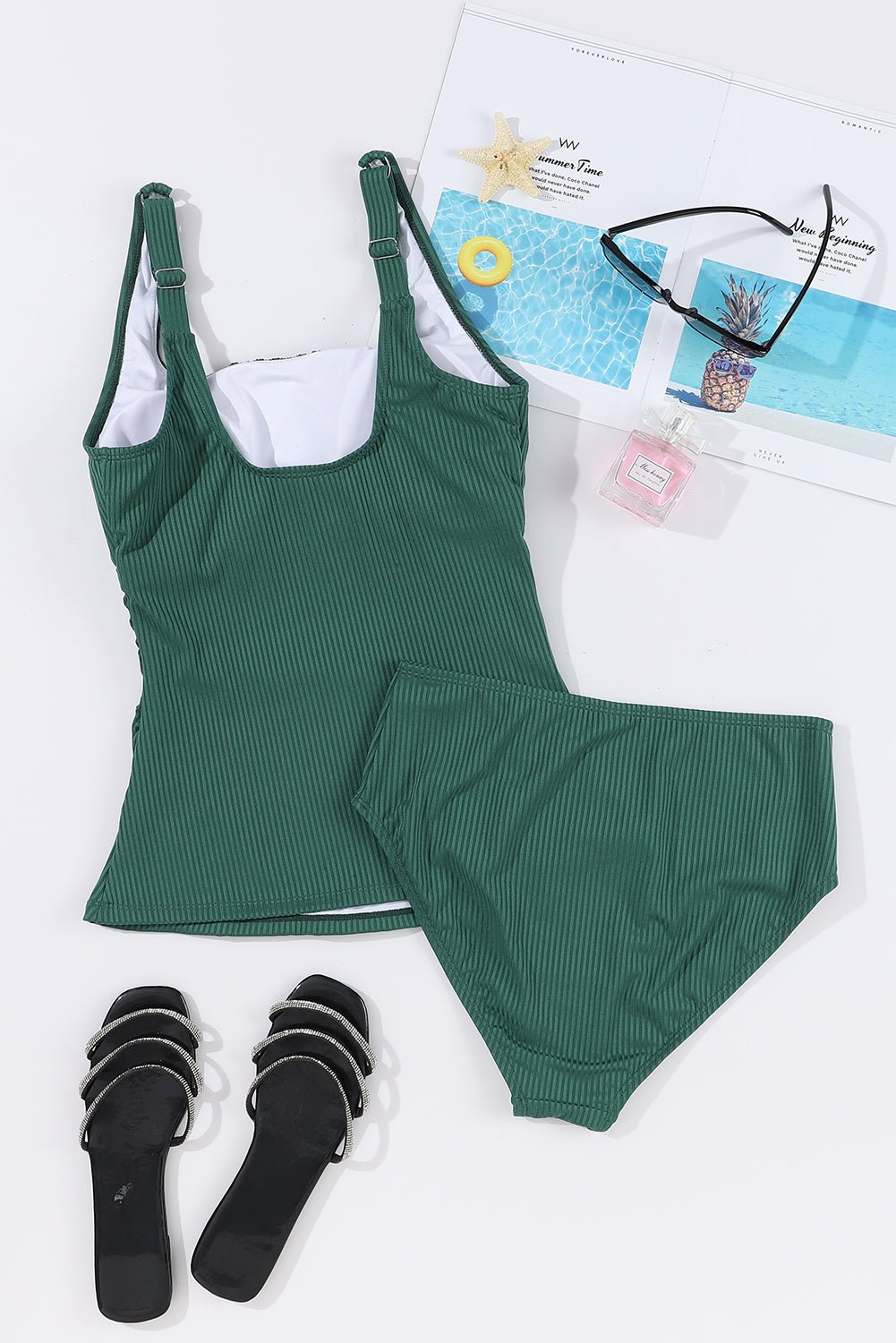 Classic Square Neck Wide Strap Tankini Set - Kalizeh