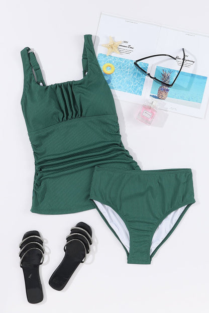 Classic Square Neck Wide Strap Tankini Set - Kalizeh