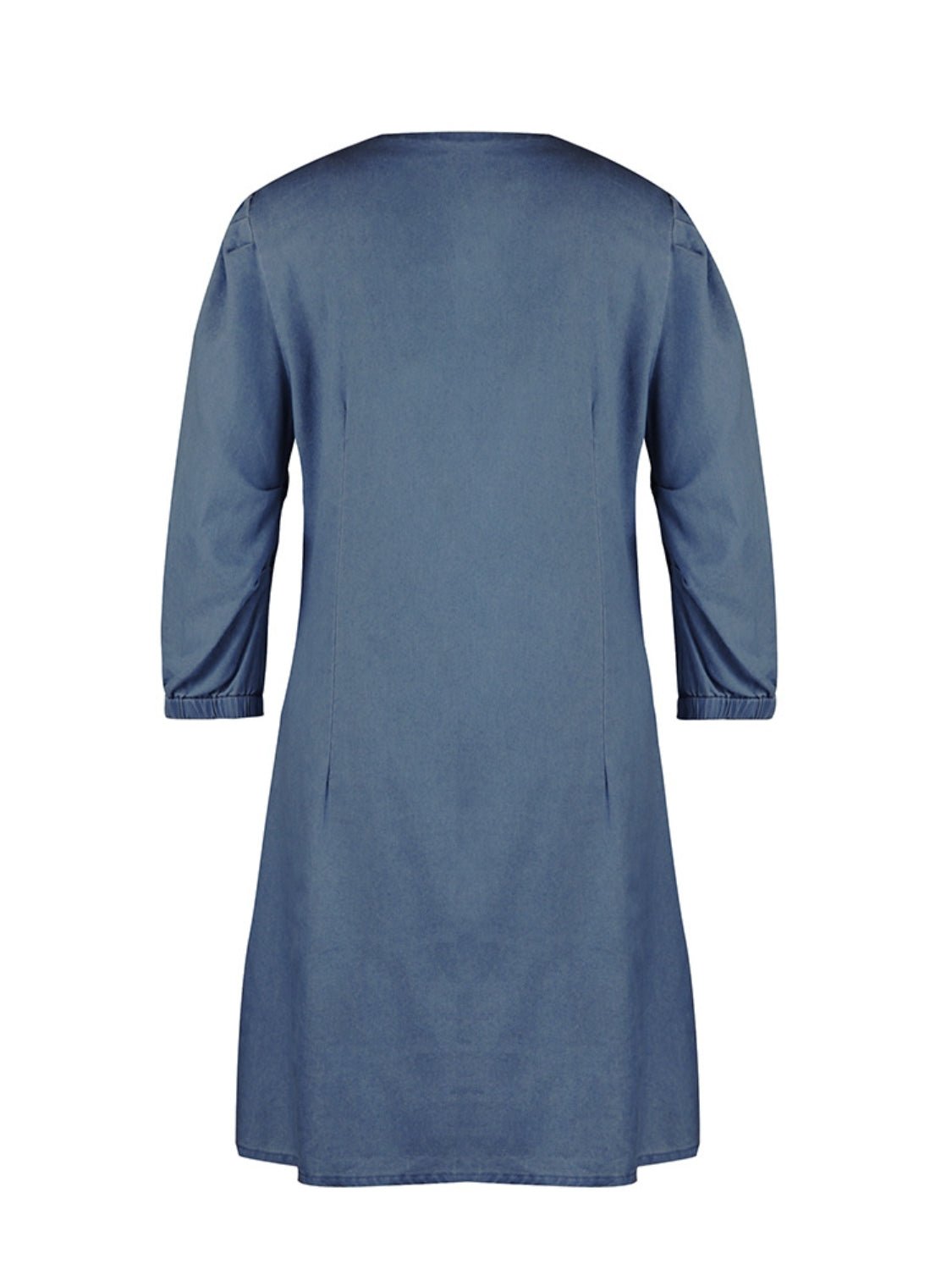 Classic V-Neck Half Sleeve Denim Dress - Kalizeh