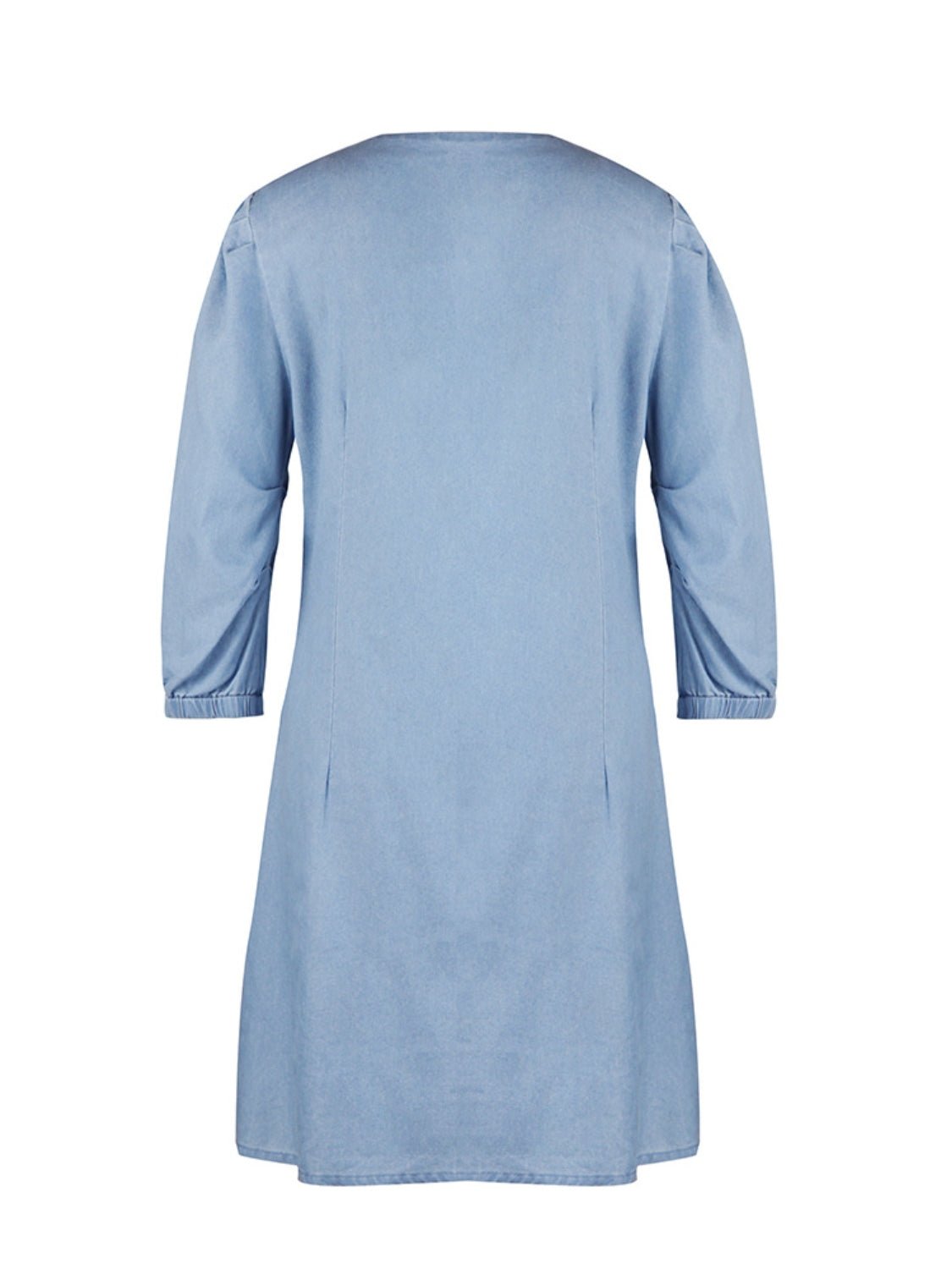 Classic V-Neck Half Sleeve Denim Dress - Kalizeh