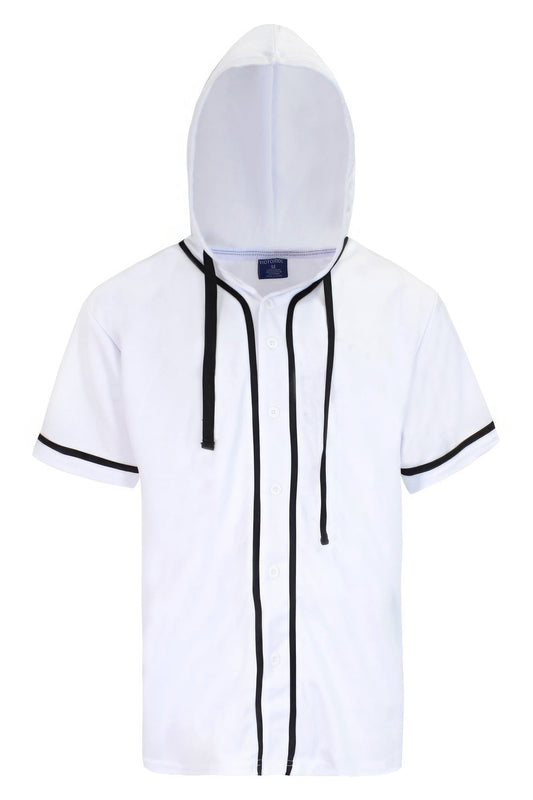 Classic White Hooded Baseball Jersey - Kalizeh