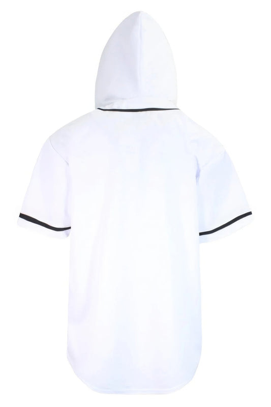 Classic White Hooded Baseball Jersey - Kalizeh