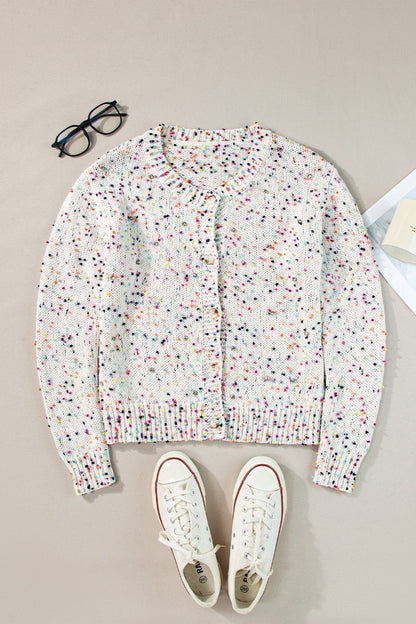 Confetti Button Up Long Sleeve Cardigan - Kalizeh