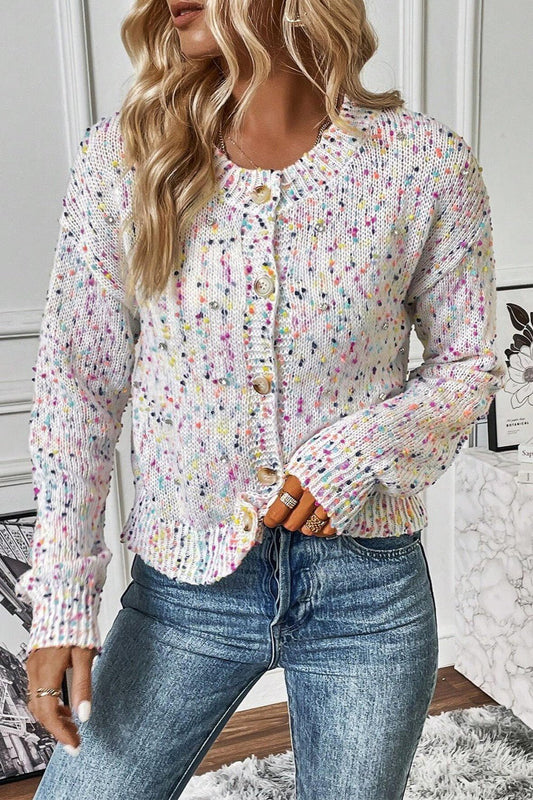 Confetti Button Up Long Sleeve Cardigan - Kalizeh